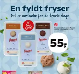 Kvickly Hansens økologiske flødeis tilbud