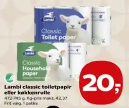 Kvickly Lambi classic toilet paper eller køkkenrulle tilbud