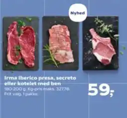 Kvickly Irma Iberico presa secreto eller kotelet med ben tilbud