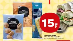 Kvickly Coop mini flutes eller ciabatta baguette tilbud