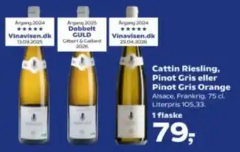 Kvickly Cattin Riesling, Pinot Gris eller Pinot Gris Orange tilbud