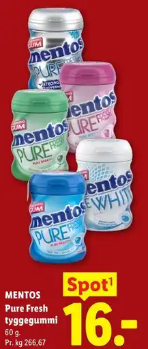 Lidl MENTOS Pure Fresh tyggegummi tilbud