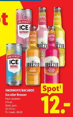 Lidl SMIRNOFF/BACARDI Ice eller Breezer tilbud