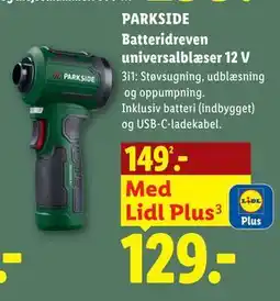 Lidl PARKSIDE Batteridreven universalblæser 12 V tilbud