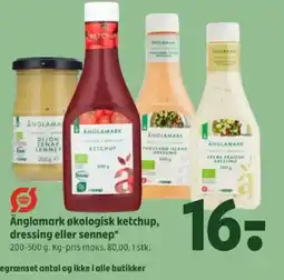 Coop 365 Änglamark økologisk ketchup, dressing eller sennep tilbud