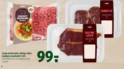 Coop 365 Coop entrecote, ribeye eller hakket oksekød 8-12% tilbud