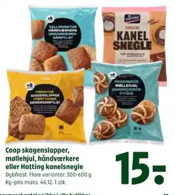 Coop 365 Coop skagenslapper, møllehjul, håndværkere eller Hatting kanelsnegle tilbud