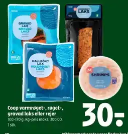 Coop 365 Coop varmrøget-, røget-, gravad laks eller rejer tilbud
