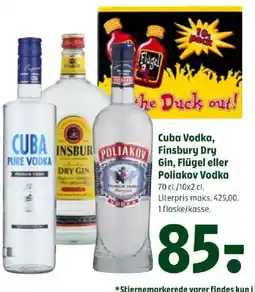 Coop 365 Cuba Vodka, Finsbury Dry Gin, Flügel eller Poliakov Vodka tilbud