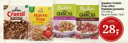 Dagli'Brugsen Quaker Cruesli, Fras eller Pauluns granola tilbud
