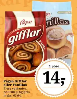 Dagli'Brugsen Pågen Gifflar eller Vanillas tilbud