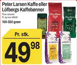 ABC Lavpris Peter Larsen Kaffe eller Löfbergs Kaffebønner tilbud