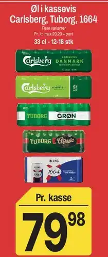 ABC Lavpris Øl i kassevis — Carlsberg, Tuborg, 1664 tilbud