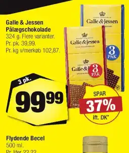 Calle Galle & Jessen Pålægschokolade 324 g tilbud