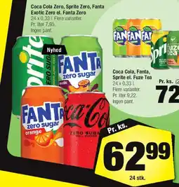 Calle Coca Cola Zero / Sprite Zero / Fanta Zero (24 stk.) tilbud