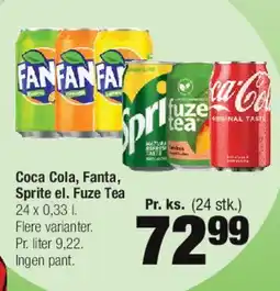 Calle Coca Cola, Fanta, Sprite el. Fuze Tea tilbud