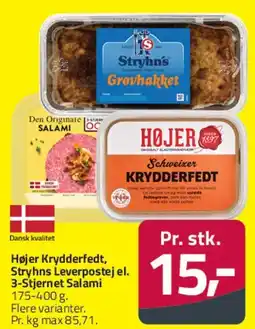 Fleggaard Højer Krydderfedt / Stryhns Leverpostej / 3-Stjernet Salami tilbud