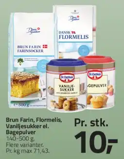 Fleggaard Brun Farin, Flormelis, Vaniljesukker, Bagepulver tilbud