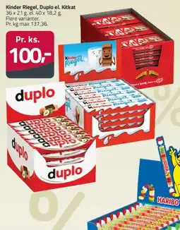 Fleggaard Kinder Riegel, Duplo, KitKat tilbud