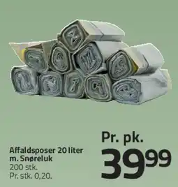 Fleggaard Affaldsposer 20 liter m. snøreluk, 200 stk. tilbud