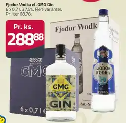 Fleggaard Fjodor Vodka eller GMG Gin (kasse) tilbud