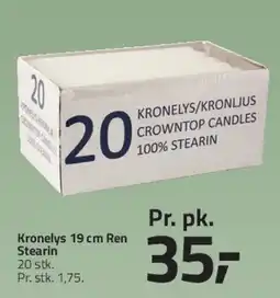 Fleggaard Kronelys 19 cm, ren stearin (20 stk.) tilbud