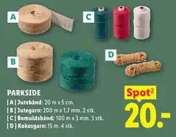Lidl Parkside Jutebånd Jutegarn Bomuldsbånd Kokosgarn tilbud