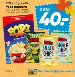 Bilka KiMs chips eller Popz popcorn tilbud