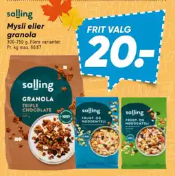 Bilka salling mysli eller granola tilbud
