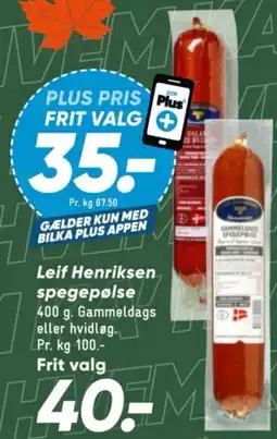 Bilka Leif Henriksen spegepølse tilbud