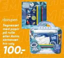 Bilka dan·pen tegnesæt med papir på rulle eller astro skrivesæt tilbud