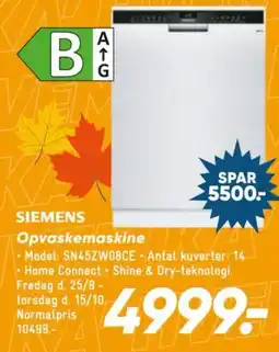 Bilka Siemens Opvaskemaskine tilbud