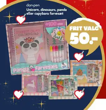 Dan*pen unicorn, dinosaurs, panda eller capybara farvesæt