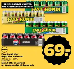 Netto Faxe Kondi eller Pepsi Max sodavand tilbud