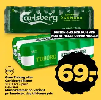 Grøn Tuborg eller Carlsberg Pilsner