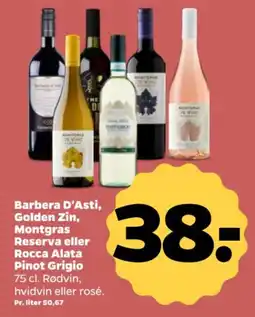 Netto Montgras Barbera D'asti, Golden Zin, Reserva eller Rocca Alata Pinot Grigio tilbud