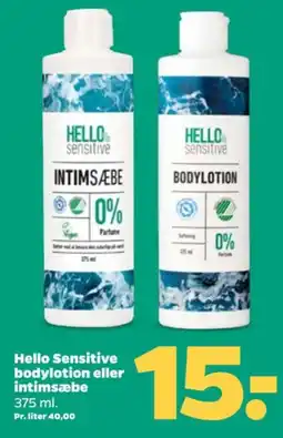 Netto Hello Sensitive bodylotion eller intimsæbe tilbud