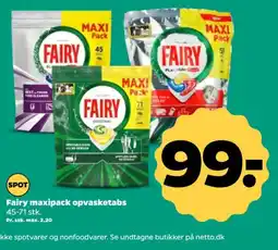 Netto Fairy maxipack opvasketabs tilbud