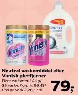 Kvickly Neutral vaskemiddel eller Vanish plettfjerner tilbud
