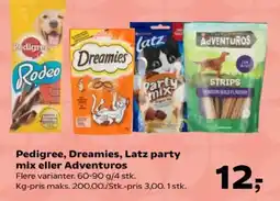 Kvickly Pedigree Dreamies Latz party mix Adventuros tilbud