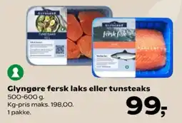 Kvickly Glyngøre fersk laks eller tunsteaks tilbud