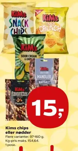 Kvickly Kims chips eller nødder tilbud