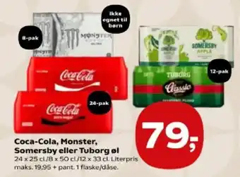 Kvickly Coca-Cola, Monster, Somersby eller Tuborg øl tilbud