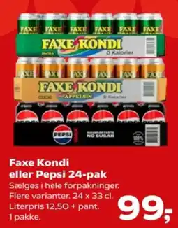 Kvickly Faxe Kondi eller Pepsi 24-pak tilbud