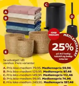 Kvickly Coop Medlem boligtekstil og boliginterior tilbud