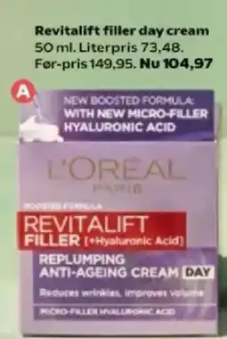 Kvickly L'oreal Paris revitalift filler day cream tilbud