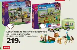 Kvickly lego friends kreativ blomsterbutik og heste- og føl trailer tilbud