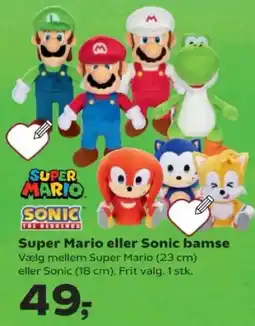 Kvickly Super Mario eller Sonic bamse tilbud