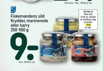 REMA 1000 Fiskemandens sild Krydder, marinerede eller karry tilbud