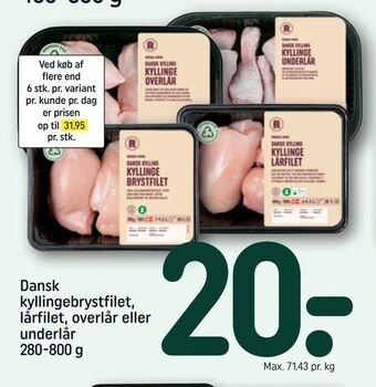 REMA 1000 Dansk kyllingebrystfilet, lårfilet, overlår eller underlår tilbud